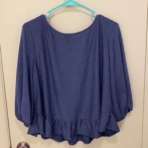 Blue Flowy Textured  W5 Blouse Size L